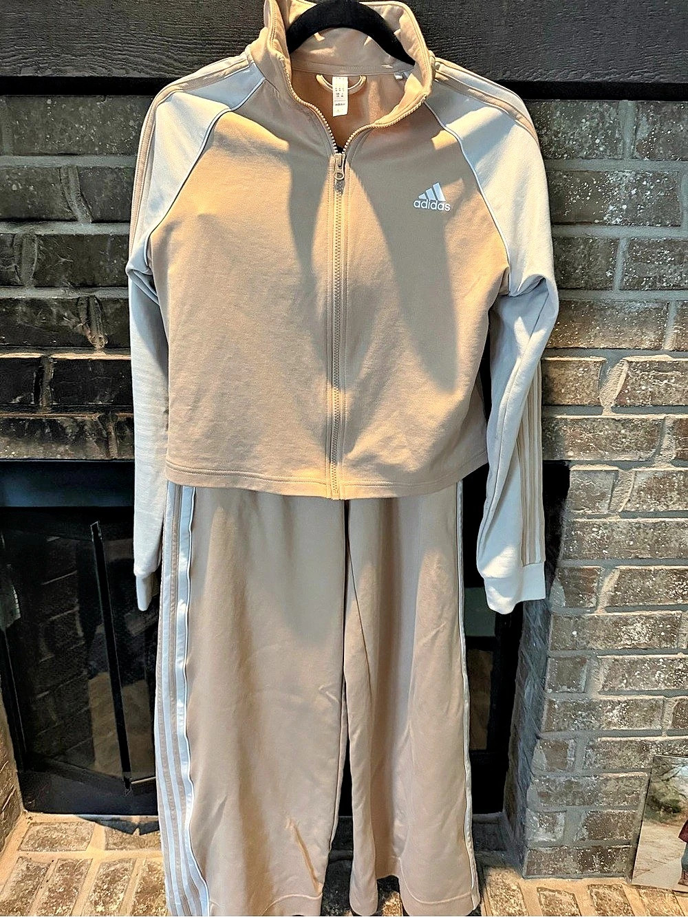Women’s Adidas Track Jacket & Pants Set in tan